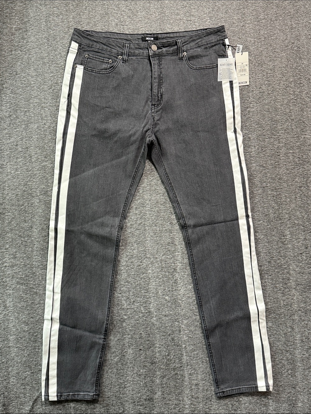 JACKSON Black Skinny Jeans with White Side Stripes Size 36